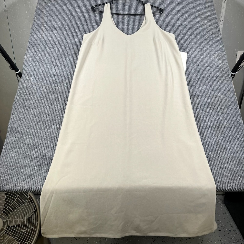 Lululemon V Neck Midi Dress Womens Size 10 Beige Casual Active Lightweight New - Picture 2 of 16